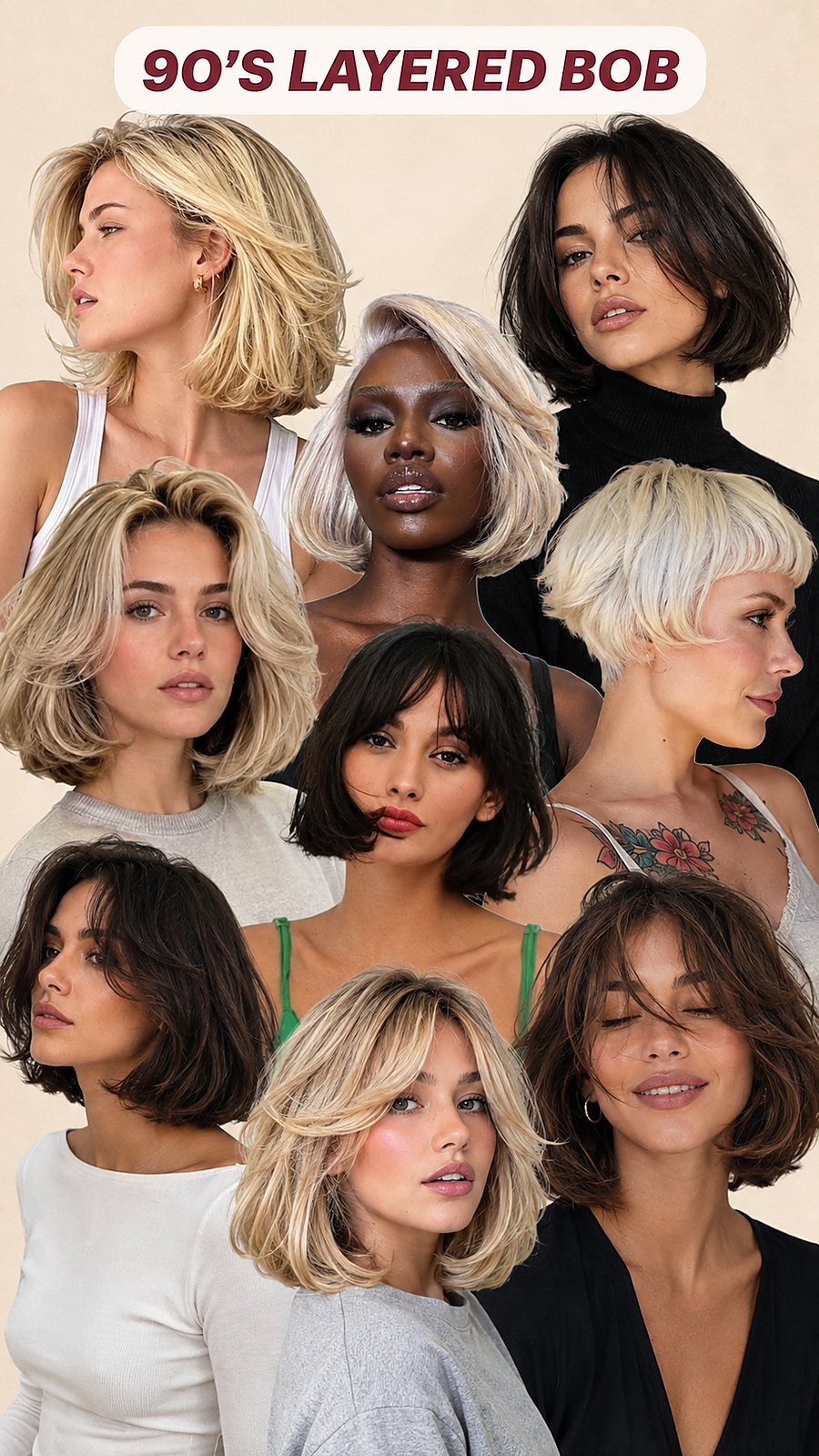 The ’90s layered / bouncy bob — reference board, Touchée Organic Salon