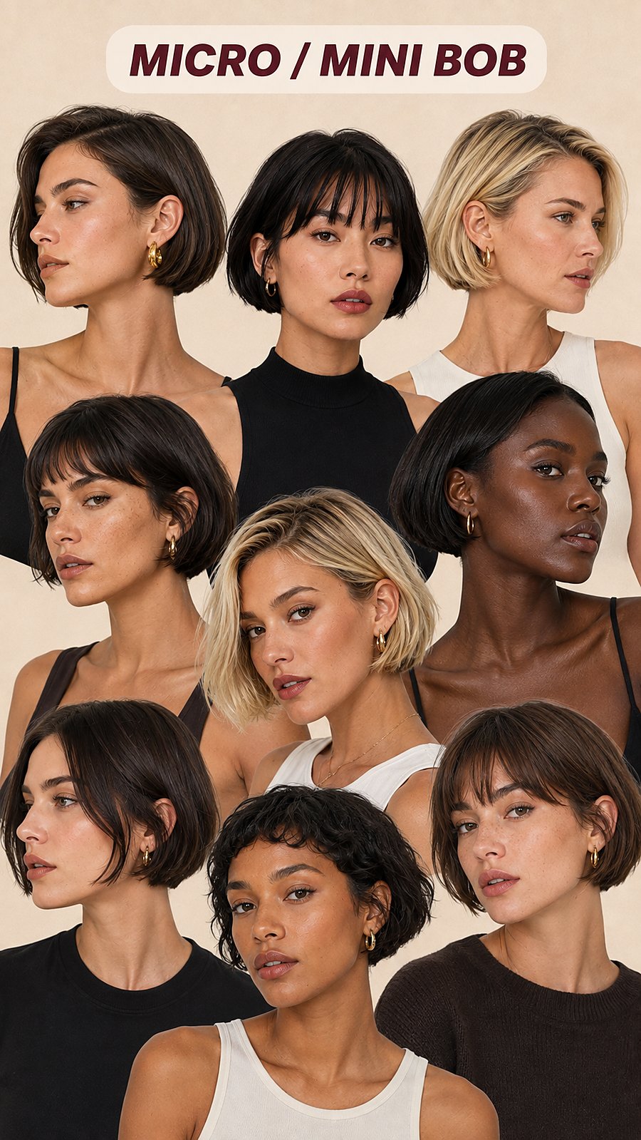 The micro / mini bob — reference board, Touchée Organic Salon
