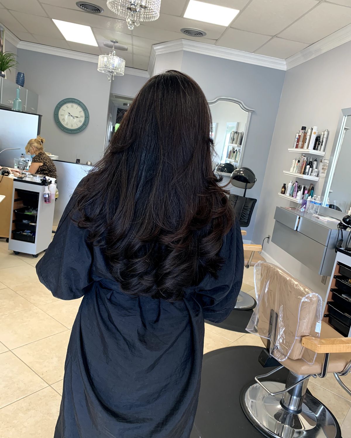 Long dark brunette, glossed — Toucheé Organic Salon, Juno Beach